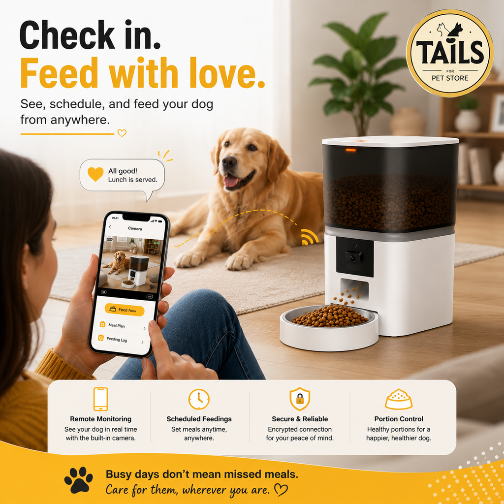 TailsPetStore SmartFeast Automatic Pet Feeder - Smarter Feeding, Healthier Pets with Camera (6L Capacity)