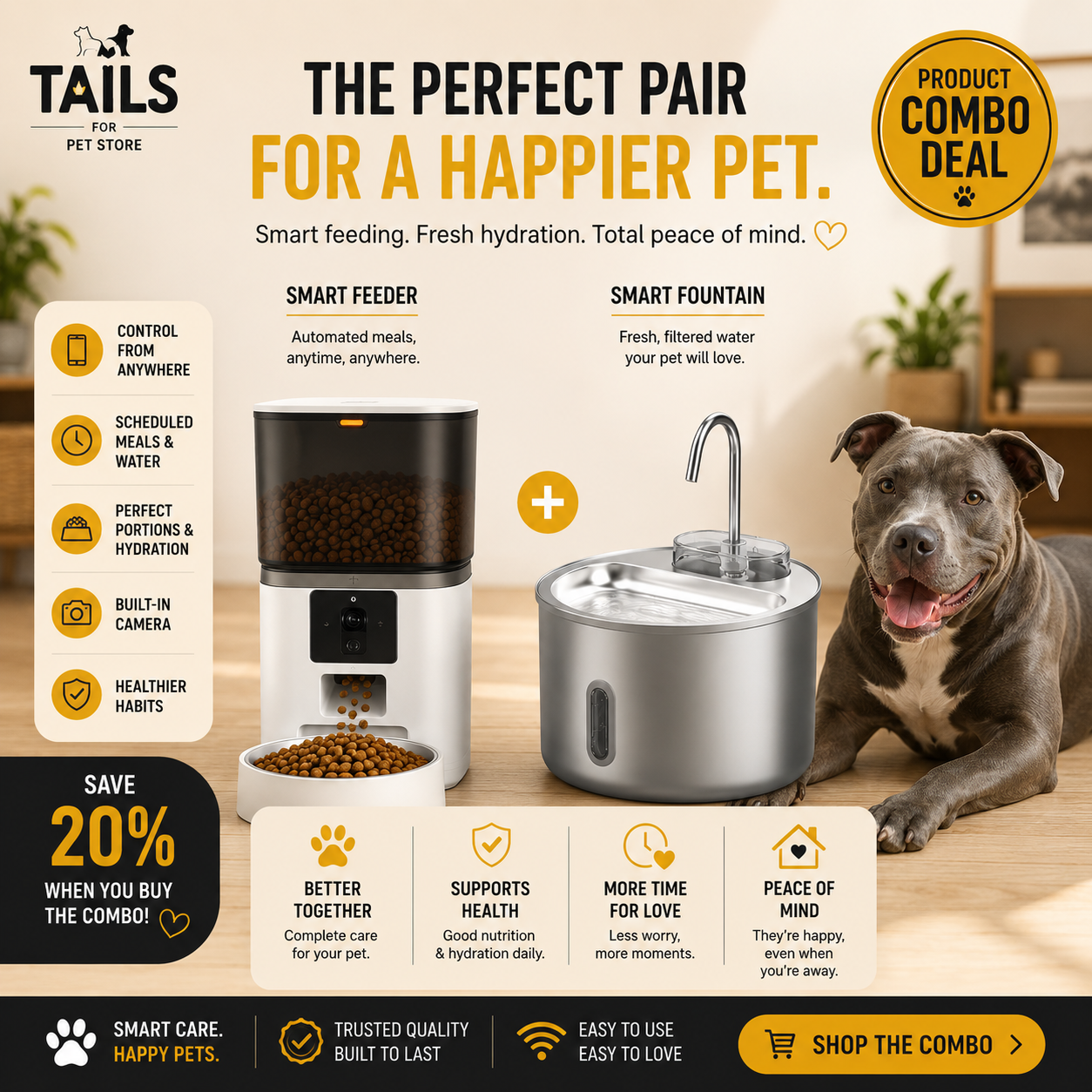 TailsPetStore  SmartPaws Feeder & Drinker Combo - Effortless Pet Care