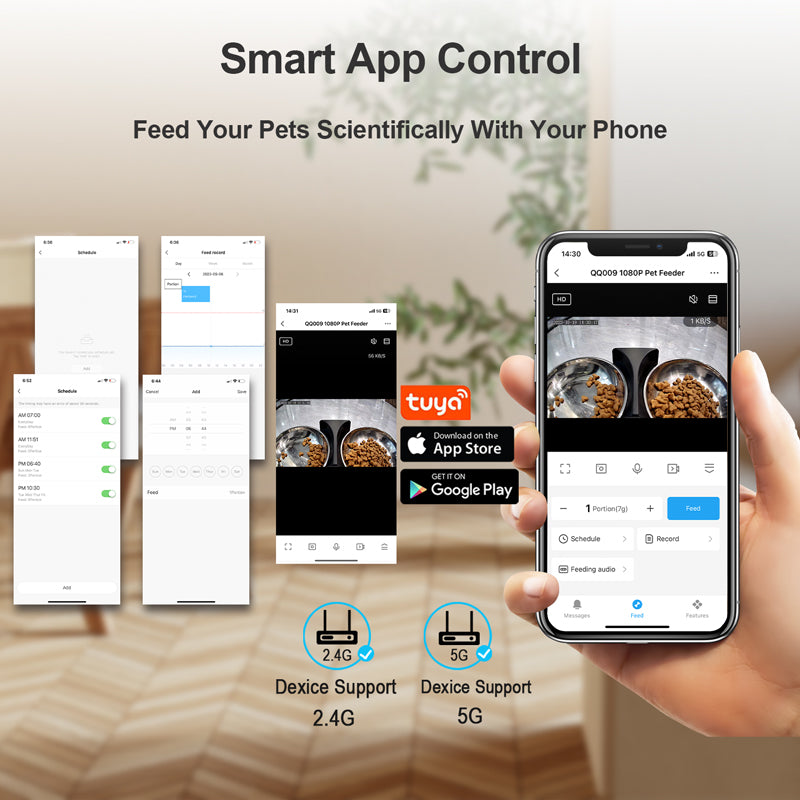 Distributeur automatique intelligent pour animaux de compagnie avec caméra (capacité de 6 L)